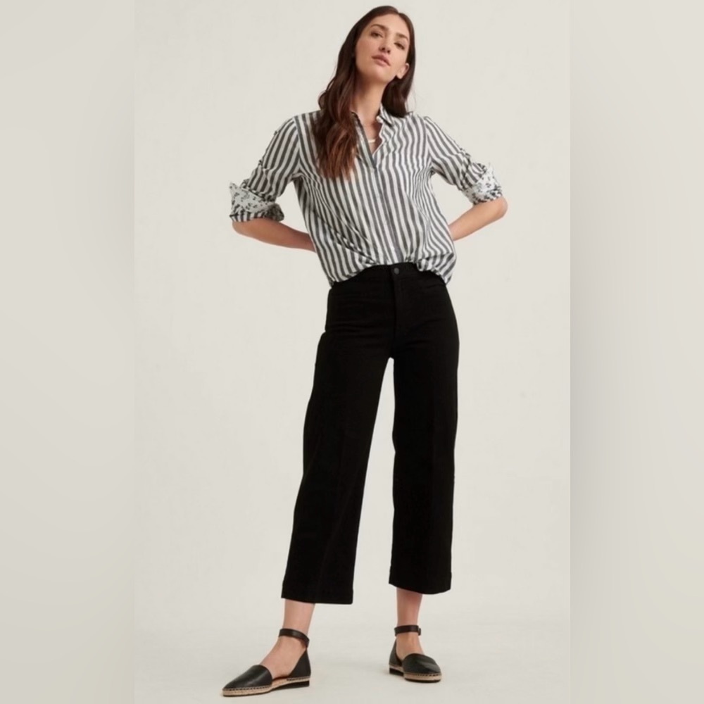 Lucky Brand Mid Rise Crop Wide Black Jeans - Picture 1 of 4